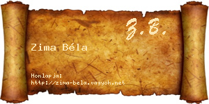 Zima Béla névjegykártya